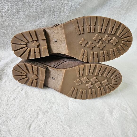 MAX Suede Lace-up Boots with Cozy Knit Material around Ankles Size 37 Winter - Picture 9 of 9